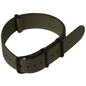 Booso 20mm groene nylon stof outdoor sport horlogeband band past op WB2034, Leger Groen, zwart, riem