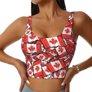 Canadese Vlag Print Comfortabele Vrouwen Sport Vest Yoga Workout Vest Voor Vrouwen Lichtgewicht Zomer, Zwart, S