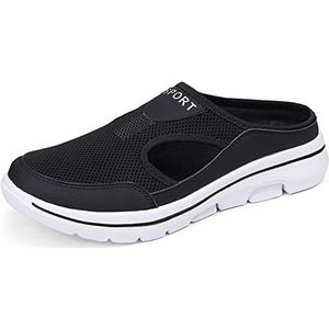 Atletische wandelschoenen, comfortabele ademende ondersteunende sportsandalen, mesh-sneakers instapper orthopedische pantoffels for heren dames (Color : Black, Size : 42 EU)