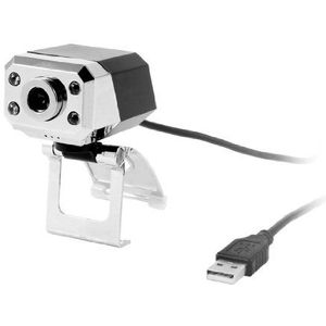 Ruilogod Silver Tone Black 360 graden draaien 4 LED's USB Web Camera voor Desktop Laptop