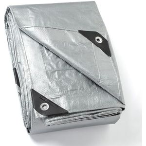 GUARD SHIELD Afdekzeil, met inslagringen, waterdicht, 4 m x 6 m, zilverkleurig, multifunctioneel polyester-zeil, 120 g/m², zeildoek, beschermend zeil, multifunctioneel, scheurvast, uv-gestabiliseerd