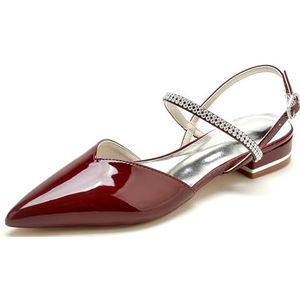 Hanfike Slingback Bruiloft Flats Schoenen voor Meisje Vrouwen Strass Avond Party Pompen JY309, Bordeaux, 40.5 EU