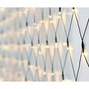 Lichtnet 1,5 x 1,5 m, 100 leds, warm wit, met stekker en timerfunctie, decoratief lichtsnoer voor buiten