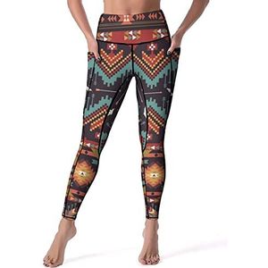Aztec Tribe Print Dames Yoga Broek Hoge Taille Leggings Buikcontrole Workout Running Leggings XL
