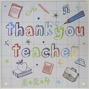 Inscriptie - bedankkaart Teacher 6-pack - karton (eenheidsmaat) (wit/kleurrijk)