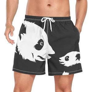 Wzzzsun Zwart Wit China Panda Bear Heren Zwembroek Board Shorts Sneldrogende Trunk met Zakken, Leuke mode, M
