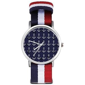 Nautical Marineblauw Anker Automatisch Horloge voor Mannen Vrouwen Mode Quartz Horloge Armband Polshorloge voor Thuiskantoor