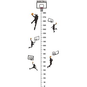 Sportliefhebbers Voetbal Basketbal Hoogtestickers Kinderkamer Woonkamer Junior High School Studenten Meten Hoogte Liniaal Muurstickers Zelfklevend Height Growth Chart for Kids (Color : 3)