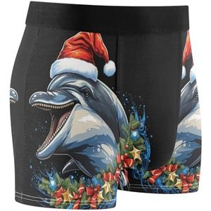 KAAVIYO Kerststijl Dieren Dolfijn Ondergoed Zachte Boxer Slips Onderbroek Ademend voor Jeugd Mannen (2PACK), Patroon, L