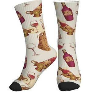 PPHGUT Rode Wijn Print Volwassenen Mid Tube Sokken Ademend Sport Running Gym Training Jogging Activiteiten, 1 zwart, One size