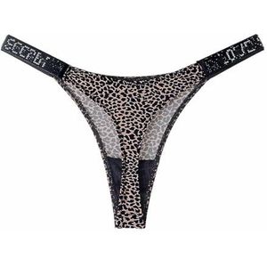 1 Stks Sexy Dames String Slipje Kristal Strass Brief Ondergoed Fitness Gym String Mode Laagbouw Heuplift String Meisje Push Up Lingerie, Luipaard, L