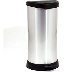 Curver Decobin pedaalemmer 40L zilver metallic/zwart