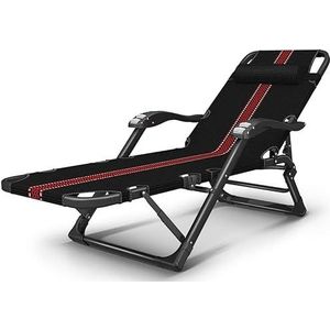 GEIRONV Massage fauteuils, strandlounge stoelen Sun Loungers Garden Vouwstoel Bureau Siesta Bed Home Lazy bankstoelen Fauteuils (Color : Black red)