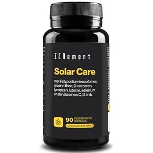 Solar Care met Calaguala (Polypodium leucatomos), Groene thee, Carotenoïden, Selenium en Vitamine A, C, D en E, 90 Capsules | Beschermt de huid tegen de zon, het is de voorbereiding op bronzing