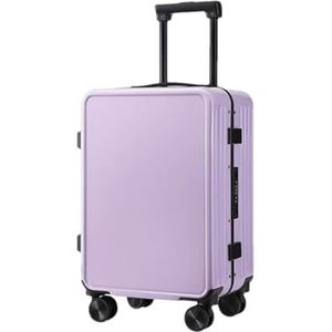 Aluminium Frame Trolley Case Vrouwen Zakelijke Bagage Student'S Wachtwoord Doos Unisex Mode Heldere Kleur Koffer, Rijk Paars, 20