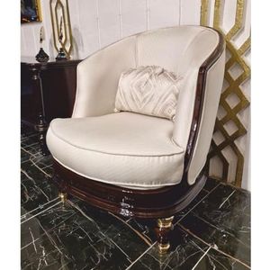 Casa Padrino Luxe barok fauteuil crème / donkerbruin / goud - barok woonkamermeubel