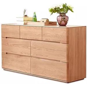 Ladekast massief houten commode, slaapkamer dressoir, eiken lade organizer voor woonkamer/keuken (afmetingen: 145 x 40 x 75 cm)