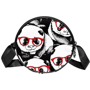 Messenger Bag Panda Zwart Wit Crossbody Tas voor Vrouwen Rond, Meerkleurig, 6.7x6.7x2.3 in, Sling Rugzakken