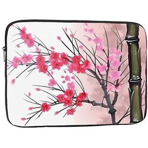 Bamboe en kersenbloesems Boom Laptop Sleeve Case Waterdicht Schokbestendig Notebook Case Cover Mode Aktetas Tas Lichtgewicht Computer Tas voor Vrouwen Mannen 12 inch