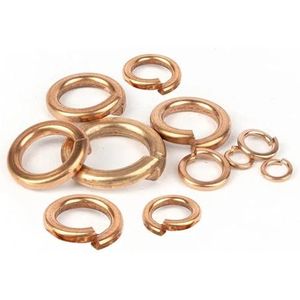 Splitsveerring, 10-200 stuks brons koper messing gespleten veerring M2-M12 elastische pakking(M6-50pcs)