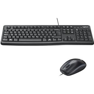 Logitech MK120 Toetsenbord en Muis Combi, Vlakke Toetsen, Plug&Play, Morsbestendig, Windows/PC/Laptop, QWERTY US International layout - Zwart