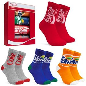 Coca-Cola Sokken voor vrouwen tieners nieuwigheid grappige crew sokken dieet cola fanta spriet zacht ademend kuitlengte leuke geschenken voor vrouwen (Multi, 4/8 US, 4)
