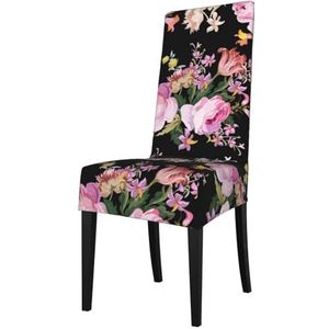 KemEng Pink Roses Vintage On Nature Rose, stoelhoezen, stoelbeschermer, stretch eetkamerstoelhoes, stoelhoes voor stoelen