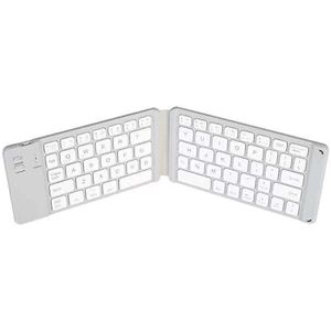 Keyboard - PYRIOLHI-Triple folding Bluetooth Keyboard - with trackpad - Mini portable - Rechargeable - Office wireless Keyboard(Two-fold -White-No touch)