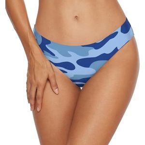 Anantty Badmode voor dames, bikinibroekje, blauw, camouflageprint, zwembroek, zwemshort voor meisjes en vrouwen, Meerkleurig, XXL