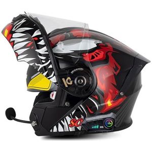 Modulaire Bluetooth-Motorhelm, Opklapbare Motorhelm Met Dubbel Vizier Modulaire Bluetooth-Helm Ingebouwde Microfoon Met Dubbele Luidspreker, ECE-Goedgekeurde Helmen K,4XL