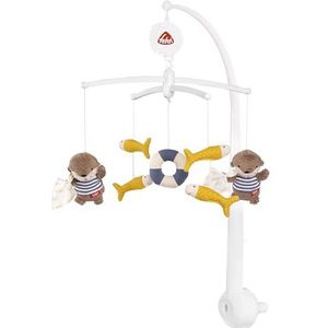 Fehn Muziek-mobiele otter, opwindmobiel met muziekdoosmelodie Mozarts weegliedje en figuren voor kalmering en bezigheid, met bedbevestiging voor baby's van 0-5 maanden