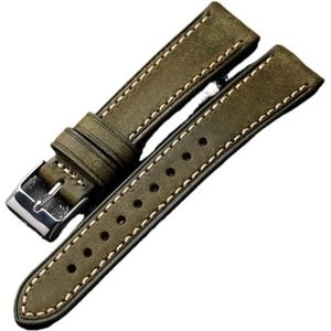 CBLDF Handgemaakte Band Italiaanse Eerste Laag Koeienhuid Lederen Horlogeband 18 19 20 21 22MM Groen Grijs Bruin Heren Oude Horloge Armband (Color : Green, Size : 19mm)