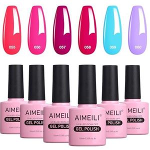 AIMEILI UV Gellak Set - Neon Nagellak Kleuren - Soak Off Polish - 6 X 10 ml - Gift Kit 12