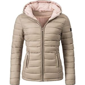 MARIKOO Lucy Tussenjas voor dames, lichte gewatteerde jas, kort, met capuchon, XS-3XL, taupe, M