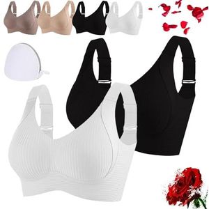 Geribbelde Push Up Verstelbare Draadloze BH Voor Dames, Zonder Beugel, Huidvriendelijke Ondersteuning(2pcs-c,3X-Large)