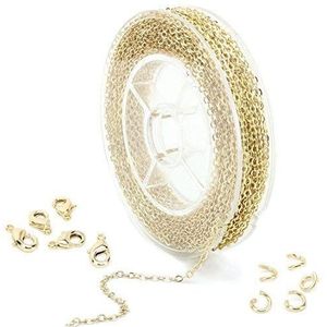 33 Feet Dainty Gold Plated Solid Brass Cable Chain Link Bulk for Jewelry Making (1.5mm) with Lobster Clasp and Jump Rings