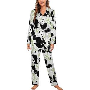 Leuke Panda's En Bamboe Pyjama Sets Met Lange Mouwen Voor Vrouwen Klassieke Nachtkleding Nachtkleding Zachte Pjs Lounge Sets