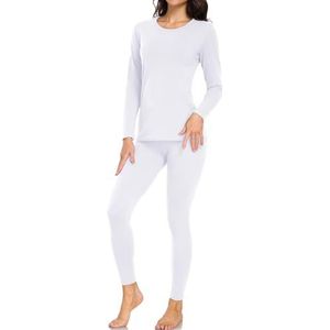 wirarpa Thermisch ondergoed voor dames, licht, set met lange mouwen en broek, Wit, L