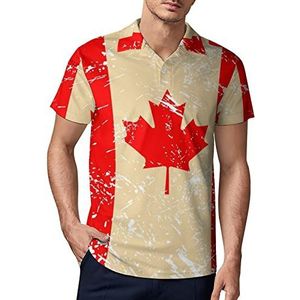 Canada Retro Vlag Heren Golf Polo-Shirt Zomer Korte Mouw T-Shirt Casual Sneldrogende Tees S