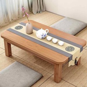 Tatami theetafel, Japanse theetafel, Japanse stijl tafel, handgemaakt van massief hout, heldere textuur, sterk draagvermogen, zwarte walnootkleur/houtkleur, 13 maten
