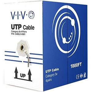VIVO Grijze 1ft Bulk Cat5e, CCA Ethernet-kabel, 24 AWG, UTP Pull Box, Cat-5e-draad, Binnen, Netwerkinstallaties CABLE-V001