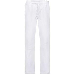 B-well Batista Medische slipbroek, uniseks, werkbroek voor dames en heren, met elastische tailleband, achterzak, ziekenhuis, uniformbroek, gemiddelde taille en elastische tailleband, wit, L