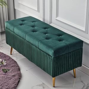 JAVYPPT Ottomans Krukken voetenbank met verborgen opslag voetkruk zitting bekleed met metalen poten - beduiteinde kruk, vensterbank voor woonkamer slaapkamer (kleur 10,40 x 40 x 45 cm)