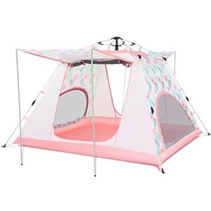 Tent voor Camping Automatische Pop-Up Tent 4 Persoon Met Zonnebrandcrème Coating Waterdichte Instant Tent Voor Kamperen Wandelen Outdoor Tent Wandeltent Campingtent ( Color : Rosa , Size : 210*210*140