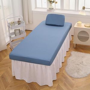 Blauw,75 * 190cm,LDLCYCN Waterdicht Massage Bed Cover PU Leer Oliebestendige Massagetafel Hoeslaken Met Elastische Band All-Round Wrap Spa Bed Cover Voor Enten Wimperbed Massage Schoonheid