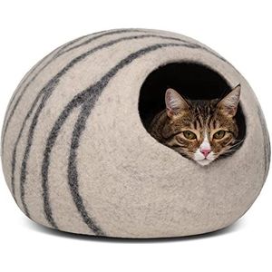 MEOWFIA Premium vilten kattenbed Cave - handgemaakt 100% merinowol schuilplaats voor katten en kittens (levendige tinten) (Tucson Sunset, groot)