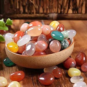 Natuurlijke kleurrijke gemengde gepolijste agaatkristallen bulk partij geassorteerde getrommelde stenen edelstenen (maat : 50 g)