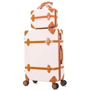 Vrouwen Spinner Abs Retro Bagage 20 ""22"" 24 ""26"" Trolley Tas Vintage Koffer Set Op Wielen schattig (Color : 1pcs luggage only-01, Size : 24"")