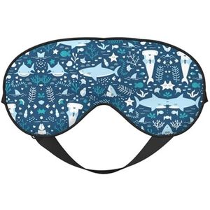 Schattige blauwe vis 1 afdrukken zacht oogmasker, dubbelzijdige zachte oogbedekking voor slaap, reizen, yoga, verstelbare riem, blokkeert licht