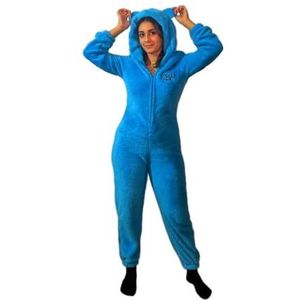 Pyjama, fleece overall voor dames, Pilou Pilou, romper, cosplay, onesie, dieren, kostuum, kostuum, Blauw, M